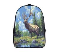 GAOYUCHUN Deer in Flower Mochila Para Niños Para Regreso A La Escuela Con Pecho 3D Y Capa De Plegable Para Niños Mochila De Viaje 40x28x16cm