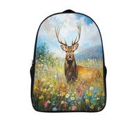GAOYUCHUN Deer in Flower Mochilas Mochila Escolar,3D Juego Impreso Mochila,Mochilas Para Estudiante Primaria,Mochila De Dibujos Animados Para Niños Estudiantes De Primaria Y Secundaria 40x28x16cm