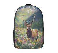GAOYUCHUN Deer in Flower Mochilas Para Niñas, Niños Mochilas Escolare Juveniles De Primaria Mochila Infantil Impermeable Chica Mochilas De Viaje Colegio Bolsas De Gran Capacidad 17inch
