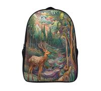 GAOYUCHUN Deer in The Woods Mochila Para Niñas Moda Mochila Escolar Gran Capacidad Kawaii Mochila Escolar Con Lindos Colgantes De Mochila Impermeable Para Niñas 40x28x16cm