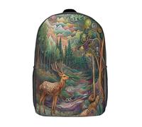 GAOYUCHUN Deer in The Woods Mochilas Para Niñas, Niños Mochilas Escolare Juveniles De Primaria Mochila Infantil Impermeable Chica Mochilas De Viaje Colegio Bolsas De Gran Capacidad 17inch