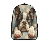 GAOYUCHUN French Bulldog Mochila Para Niños Para Regreso A La Escuela Con Pecho 3D Y Capa De Plegable Para Niños Mochila De Viaje 40x28x16cm