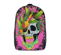 GAOYUCHUN Skull Head Mochila Para Niñas Moda Mochila Escolar Gran Capacidad Kawaii Mochila Escolar Con Lindos Colgantes De Mochila Impermeable Para Niñas 17inch