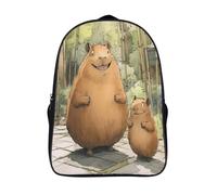 GAOYUCHUN Smiling Happy Capybaras Mochila Escolar Kindergarten Preescolar Mochila Guardería Infantil Mochila 3D Impermeable Mochila Regalos, Viajes, Intemperie 40x28x16cm