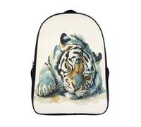 GAOYUCHUN White Tiger with Closed Eyes Mochila Mochila Escolar Para Infantiles Resistente Al Agua, Correas Ajustables, Regalo Para Cumpleaños Navidad 40x28x16cm
