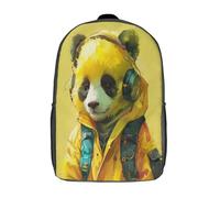 GAOYUCHUN Yellow Panda Mochila Para Niñas Moda Mochila Escolar Gran Capacidad Kawaii Mochila Escolar Con Lindos Colgantes De Mochila Impermeable Para Niñas 17inch
