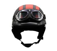 GAOZHE Adultos Retro Casco Moto,Vintage Classic Abierto Cascos Half-Helmet,con Visera,ECE Homologado Profesional Moto Jet Cascos,para Mujer y Hombre Street Bike Cruiser Chopper Scooter