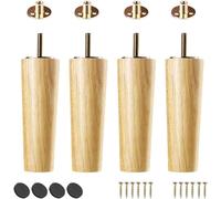 GAOzhenq Juego de 4 Patas de Madera Maciza para Muebles con Placa de Montaje. Patas cónicas de Repuesto para Mesa, Armario, sofá Cama. Incluye Pernos M8 (6 cm/2,4 Pulgadas).