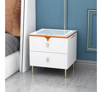 GAOzhenq Mesita de Noche LED Inteligente Moderna con 2 cajones, estación de Carga USB e inalámbrica, Mueble de Dormitorio Multifuncional Rojo, 40 cm/15,7 Pulgadas - Solución de iluminación Elegante y