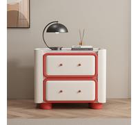 GAOzhenq Mesita de Noche Moderna roja con 2 cajones, Patas de Madera Maciza, Elegante Mesa Auxiliar para Dormitorio y salón, Funcional, 50 x 40 cm.