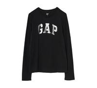 GAP Camiseta de manga larga con logotipo para mujer, Negro (True Black), M