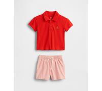 Gap Conjunto de polo de algodón piqué elástico suave y pantalón corto de popelín de bebé. Rojo 3-6 Meses