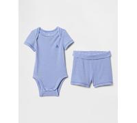 Gap Gap - Conjunto de body y pantalones cortos de punto acanalado supersuave de bebé. Azul Talla 12-18 meses
