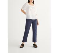 Gap Pantalón recto de mujer liso. Azul marino 40