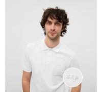 GAP Polo de piqué con logotipo para hombre, Blanco óptico, Large