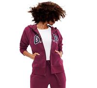 GAP - Sudadera con capucha, cremallera completa y logotipo para mujer, Ruby Wine, S