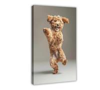 GAPKJGTS Goldendoodle - Lienzo decorativo con diseño de perro bailando para decoración de pared, para sala de estar, dormitorio, 20 x 30 cm