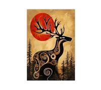 GAPKJGTS Haida Elk Nobility And Grace - Póster de lienzo indígena de vida silvestre para decoración de dormitorio, oficina, habitación, regalo, 20 x 30 cm