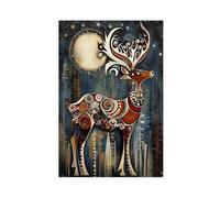 GAPKJGTS Haida - Lienzo decorativo con diseño de reno nativo de Grace and Strength, para decoración de pared, para sala de estar, dormitorio, 40 x 60 cm