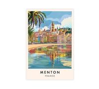 GAPKJGTS Menton Travel France - Póster de lienzo para decoración de dormitorio, oficina, habitación, regalo, 40 x 60 cm