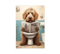 GAPKJGTS Póster de Labradoodle on the Toilet Reading Canvas Poster Bedroom Decor Landscape Office Room Decor Gift 20 x 30 cm
