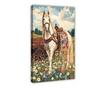 GAPKJGTS Póster de lienzo colorido con diseño de caballo gitano y animal bohemio, decoración de dormitorio, paisaje, oficina, habitación, regalo, 12 x 18 pulgadas (30 x 45 cm)