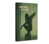 GAPKJGTS Póster de lienzo con silueta de ángel oscuro "Maybe I Know You Better in My Head" para decoración de pared, pinturas para sala de estar, dormitorio, 40 x 60 cm