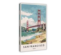 GAPKJGTS Póster de lienzo de viaje de San Francisco para decoración de pared, pinturas para sala de estar, dormitorio, decoración de 12 x 18 pulgadas (30 x 45 cm)