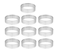 Gaqnzjx 10 anillos redondos de 4,5 cm para tartas, perforado, inoxidable, sin costuras, con agujero