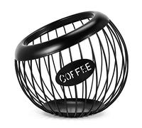 Gaqnzjx Soporte de estante de café, organizador de tazas y espresso de gran capacidad, cesta de almacenamiento de metal para cápsulas