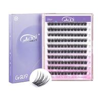 GAQQI Pestañas en racimo, pestañas individuales rizadas D, extensiones de pestañas postizas de 14 mm, 120 unidades, extensiones de pestañas postizas naturales y finas (GQ19, rizo D, 14 mm)
