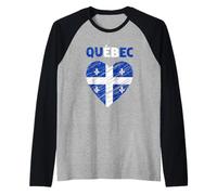 Garabato Corazón Bandera de Quebec Orgulloso Patrimonio de Quebec Camiseta Manga Raglan