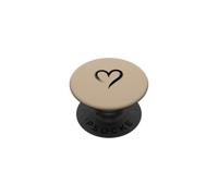 Garabato de corazón Dibujado a Mano desordenado - Beige/Tan PopSockets PopGrip Adhesivo