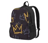 Garabato de corona,Mochila con bolsillos, mochila informal para el día a día, resistente al agua, ideal para la escuela, viajes