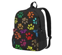 Garabato Huella de Pata Gato Perro Negro,Mochila con bolsillos, mochila informal para el día a día, resistente al agua, ideal para la escuela, viajes