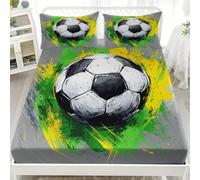 Garabatos de Deportes de FúTbol Sábana Bajera Ajustable 90x190x30cm, Transpirable Tacto Suave Sábana, Gris Sábana Bajera Alta Comodidad Juego De Cama para Cama Individual