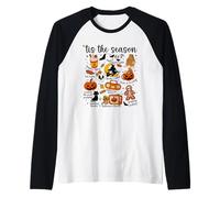 Garabatos otoñales Vintage de Retazos de Halloween: Esta es la Temporada Camiseta Manga Raglan