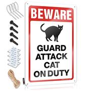 Garage Accessories For Man Cave Beware! Guard Attack Cats On Duty Sign Man Cave Rules - Letrero de estaño divertido vintage (30 x 40 cm)