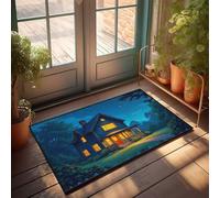 Garage Accessories For Man Cave Cozy Cottage In The Night Felpudo de bienvenida a casa de casa de bienvenida para decoración de habitación emo (65 x 90 cm)