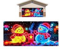 Garage Christmas Cover - Waterproof Large LED Light Display, Festive Holiday Door Wrap, Bright Outdoor Decorative Panel for House Party Yard Porch Patio Celebrations, Oversized Multi Use Design