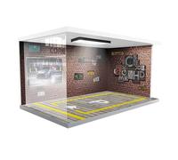 Garage Display Case - PVC Acrylic 27 x 15 x 13 cm | Parking Lot Display Stand With Lights, Exquisite Garage Scene Model, Car Displaý For Offices, Bedroom And Collectors
