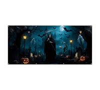 Garage Door Cover, Scary Outdoor Backdrop, Hangable Wall Decoration, 157.48x72.83 Inches Weather Resistant Design, Perfect for Home, Lawn, Yard, Garden, Photography, Display Use