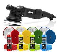 Garage Freaks Rupes - Kit de pulido para coche máquina pulidora Rupes + cinta adhesiva 3M + 4 abrillantadores de coche + 4 almohadillas de pulido + 4 microfibra (pulidora profesional LHR 21 Mark 3)