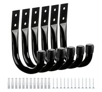 Garage Hooks Wall Mount - Set Of 6 Heavy Duty Storage Rack | Wall-Mounted Organizer For Garden Tools, Ladders, Bikes, Skis | Garage Storage Hooks With Screws Hook Set For Garden Lawn Tools