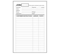 Garage Workshop Time Cards - Repair, MOT and Service Time and Costing Sheets: Booklet of x100 Vehicle and Car Job Cards