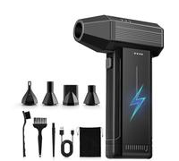 GARAID Soplador de Aire Potente con Luz LED, 6000 mAh 3 Velocidades 150000 RPM Soplador de Aire Comprimido Limpieza PC, Aire Comprimido Eléctrico Portátil Air Duster para Laptop, Coches, Sofás (negro)