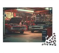 Garaje Coches clásicos 1000 Piezas Papel Arte Garaje Muscle Cars Rompecabezas para Adolescentes Resistente A Arañazos Entrenamiento Cerebral Regalo De Cumpleaños Confiable 38x26cm/1000pcs