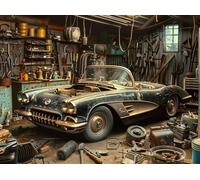 Garaje de Coches clásicos Puzzle 300 Piezas Alivio De Estrés Rompecabezas para Hombres Y Mujeres Decoración Hogar Estera Portátil 3D Moderno 300 PCS
