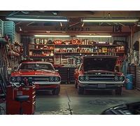 Garaje de Coches clásicos Puzzle 500 Piezas Regalo Familiar Rompecabezas 3D Obra De Arte para Hombres Y Mujeres DIY Creativo Aliviar Estrés 500 PCS