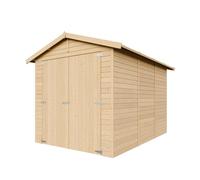Garaje de Madera Natural - cobertizo en Pino/Abeto - A222x224x320 cm / 6 m² - Construcción de Paneles - Taller de jardinería - Almacenamiento de Motos, cobertizo para Herramientas-TIMBELA M105